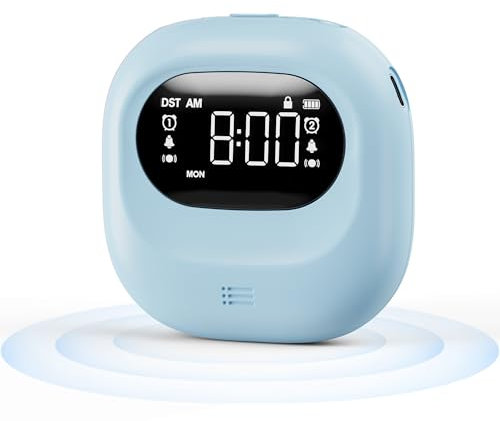 Roxicosly Vibrating Alarm Clocks Under Pillow, Cordless Travel Alarm Clock Rechargeable, Vibration Dual Alarm Clock with Bed Shaker, Snooze, DST, Weekday/Weekend for Heavy Sleepers, Teenagers