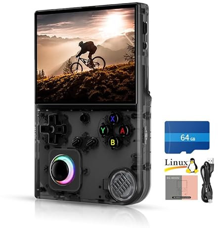 Daxceirf RG 40XXV Retro Handheld Game Console 4.0 inch IPS Screen Joystick RGB Lighting Linux 64-bit System 3200mAh Battery Supports 5G WiFi Bluetooth Transparent Black