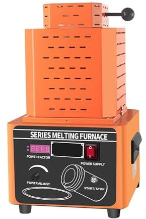 Máquina de fundición de metales, horno eléctrico for fundir oro de 5000 W, 1600 ℃/2912 ℉, máquina de horno de fusión digital, kit de fundición de metales con crisol de grafito(1KG)