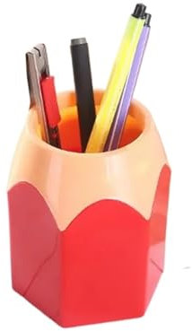 QRXALISA Pen Pot 4pcs Creative Pen Vase Pencil Pot Makeup Brush Holder Stationery Desk Tidy Plastic Desk Organizer Container School Office Supplies(Red)