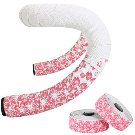 MiOYOOW Rubans de Guidon de Vélo, 2 Rouleaux Ruban Cintre Adhésif, 210×3cm Doux et Respirant, Motif Fleurs de Cerisier, Ruban Antidérapant pour Vélo de Route