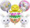 KOBOKO Ostern Deko Folienballon, 5 Stk Osterhasen Luftballon Tiere Huhn, Küken Ballon Ostereier Deko, Kaninchen Deko Hase Luftballons, Osterdeko Hasen Helium Ballons, Hase Luftballon Ostern Party Deko