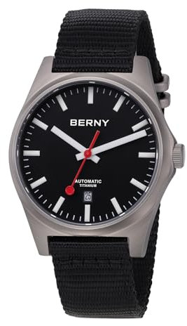 BERNY Titan-Uhr Automatikuhr für Männer Klassische mechanische Armbanduhr Canvas-Armband 10ATM Wasserdicht Saphir-Linse leuchtende Herren-Alltags-Schmuckuhren