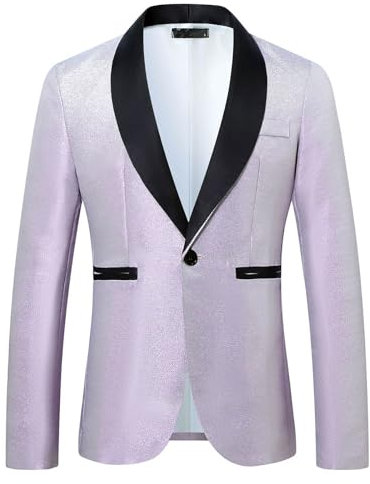 RUMAOZIA Party blazer da uomo per feste di Capodanno, giacca con paillettes luccicanti, per carnevale, festival, feste, paillette, blazer, slim fit, elegante giacca da festa, O viola, L