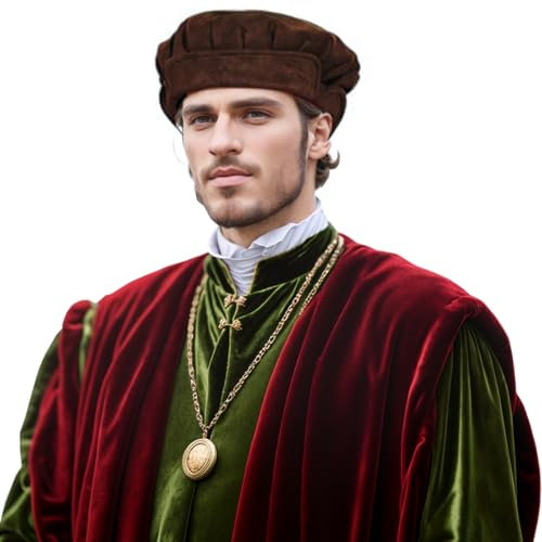 UniqKaliber Mittelalter Kostüm Zubehör Hut Renaissance Tudor Flat Caps Cosplay Party Barett für Mittelalter