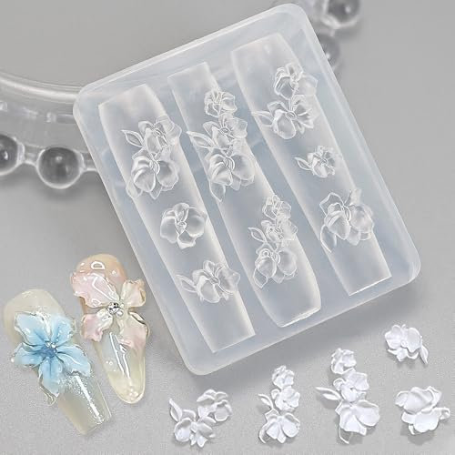 Blume Nail Molds Blumen Nail Art Mold Schnitzen Schablone Blumen Nagel Silikonformen Resin Formen Flower Nail Charms Nail Mold Floral Nail Silicone Mold Nageldesign Nagel Deko Nagel Zubehör Nail Art