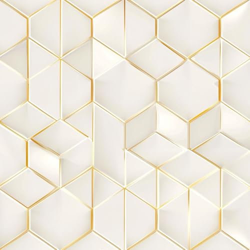 JIAOQSS Papel pintado autoadhesivo Líneas geométricas doradas Papel tapiz adhesivo de vinilo impermeable decorativo para dormitorio
