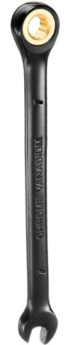 sourcing map Ratcheting Spanner 7mm Metric Open End Wrench 72-Teeth CR-V Steel 12 Point Nickel Plated Combination Ratchet Wrench for Fasteners Nut Bolt