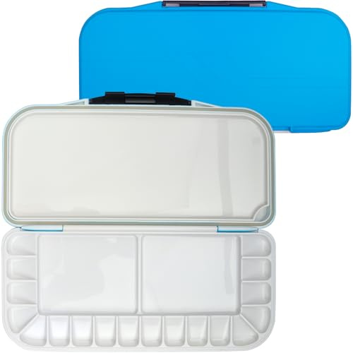 Roellgs - Palette de peinture pliable à 18 compartiments - Boîte de palette portable/de voyage à rester humide - Plateau de peinture pour aquarelle, peinture à l'huile/acrylique, mélange de peintures