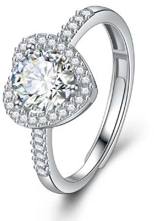 GMEDRIDAS Silber Ringe für Frauen Einstellbare Damen Ringe, weiße quadratische Zirkonia Birthstone Daumen Ring Eheringe Verlobungsringe Geschenk für Frauen