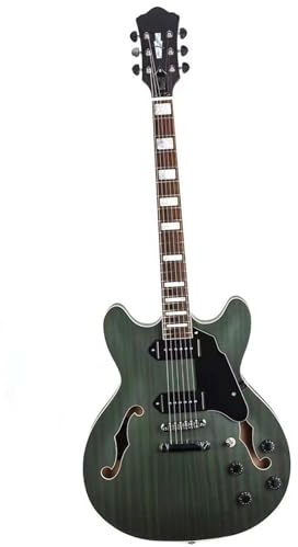 E-Gitarren-Starter-Set, halbohl, Jazz E-Gitarre mit Dual P90 Tonabnehmern (schwarz)