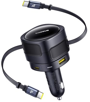 Baseus Enjoyment Max Car Charger with USB-C USB-C Cables and USB-A US
