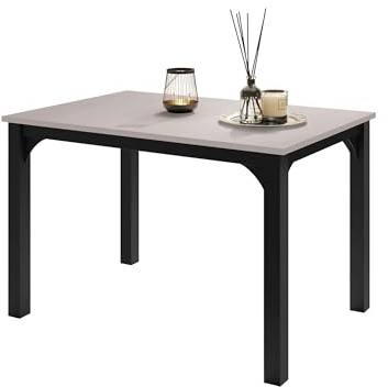 Mirjan24 Tisch für Esszimmer Fagab 120, Rechteckiger Esstisch, Ausziehbarer Tisch für Küche, L:120-158 x H:76 x B:80 cm, Küchentisch, Esszimmertisch (Schwarz/Cashmere)