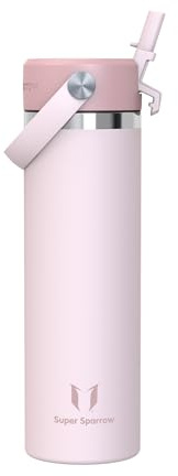 Sparrow Trinkflasche Edelstahl 750ml Thermosflasche mit Strohhalm Deckel | Isolierbecher Thermosflasche Wasserflasche Edelstahl, Auslaufsicher & Spülmaschinenfest, BPA-frei, Heiß & Kalt für Alltag