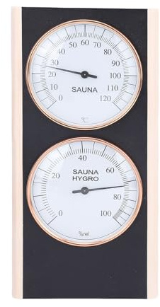 WOHPNLE Sauna-Thermometer-Hygrometer, Sauna-Thermometer-Hygrometer 2-in-1, Holz, klare Ablesung für kleine Saunaräume, gewerbliche Saunabereiche