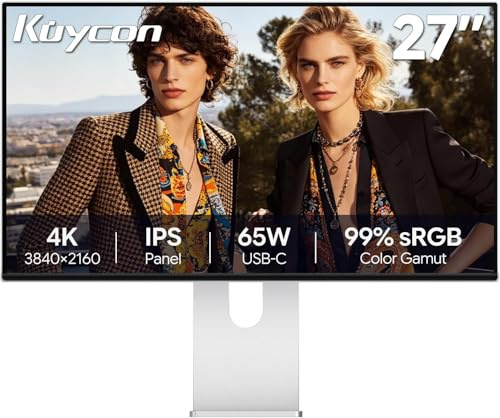 Kuycon P27L 27 Zoll 4K Monitor 3840x2160, IPS, Entspiegelt | 163 PPI, 400 cd/m², 99% sRGB für Designer & Video-Profis: Perfekt fürs Homeoffice & kreatives Multitasking.