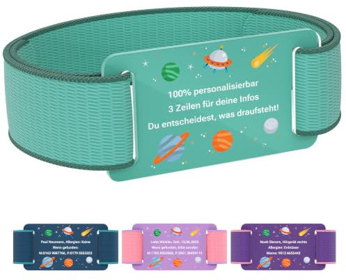 Bärenwerke SOS Armband Kinder personalisierbar | Für Kindergarten, Alltag & Reisen | Klettarmband Notfallarmband kratzfest | Telefonnummer & Notfallkontakte | ETA 030 (RR)