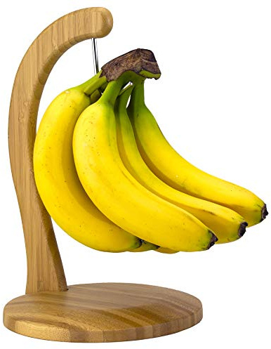 Totally Bamboo Banana Holder – Wooden Banana Stand and Hanger for Countertop Fruit Storage, Durable Bamboo Banana Hook for Even Ripening and Easy Access