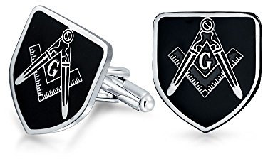 Schild Freimaurer Kompass Symbol Freimaurer Manschettenknöpfe Für Männer Schwarz Emaille Zweifarbiger Silberton Edelstahl Scharnier Kugelrückseite