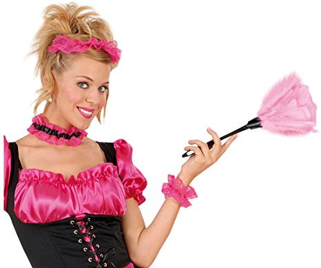 NET TOYS Plumeau Rose plumeau Rose balayette poussière Balai Balai à poussière Femme de ménage Femme de Chambre déguisement Accessoire Soubrette servante