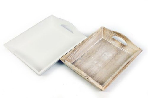 Lime Washed Natural Shabby Chic Vintage Wooden Rustic Small Tray Serving Plant Candle