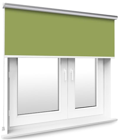 Tropik Home Green Thermal Blackout Window Roller Blind Available in 16 Width Sizes, 110cm wide (plus 4.5cm fittings)