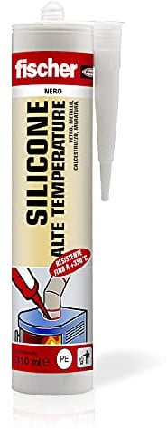 Fischer SAT Silicone Alte Temperature, Nero, Fino a 350°, Sigillante per Canne Fumarie, Tubazioni, Giunti, Caminetti, Stufe, Piani Cottura, 524771