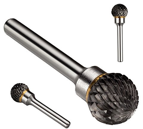 sourcing map Fraise Rotative Lime en carbure de tungstène à double coupe en forme de boule Tige de 6 mm et diamètre de tête de 16mm