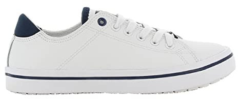 Oxypas Fashion, Berufsschuh Paola, antistatischer (ESD) Leder Sneaker für Damen (39, weiß - blau)