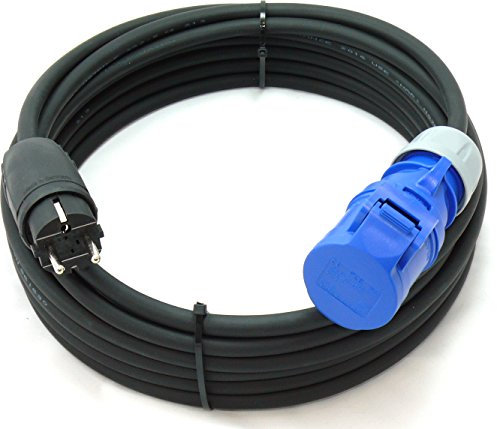 Schuko auf CEE Adapter 15m Camping Stromkabel PCE H07RN-F 3x2,5 Landstromkabel Wohnmobil Wohnwagen Kabel Camping Adapter 15 Meter Strom Verlängerungskabel CEE-Stecker Campingstecker