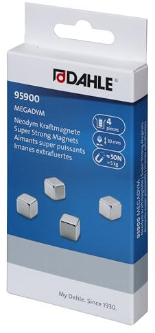 Dahle 95900-14026 Megadym Magnet Würfel 4 Stück, Haftkraft 50 Newton