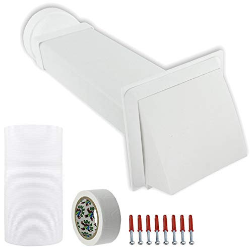 SPARES2GO Exterior Wall Venting Kit & Extension Hose for Cooker Hood (5 x 3m, White)