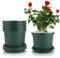 T4U 16CM Plastic Plant Pot with Saucer Set of 6, Root-Control Nursery Seedling Planter Decorative Garden Flower Pot Container Green for Indoor Outdoor Bonsai Plants, Aloe, Herb, Orchid and More