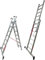 BTF Escalera de Aluminio Extensible 2 tramos transformable en Tijera 2,0+2,0 Metros 7 peldaños por Tramo | Ideal para Trabajos en casa Chalet finca Rural o Local Comercial. BTF-EDB6720