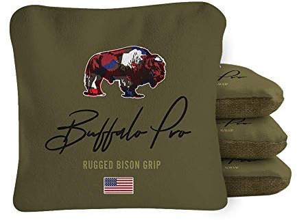 ACA Synergy Pro Professional Cornhole Bags Dual Sided Regulation 6x6 Set of 4 Buffalo Olive
