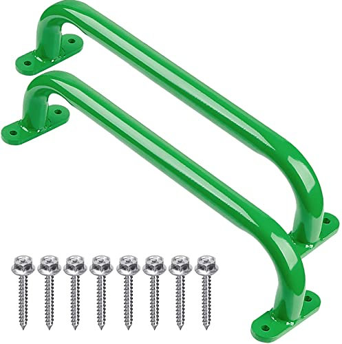 Purife 17.5'' Metal Swing Sets Slider Handle Bar (Set of 2), Green Playground Safety Handles, Playset Grab Handles, Outdoor Hand Grip Bar for Playhouse, Jungle Gym, Climbing Frame,Treehouse - 500lbs