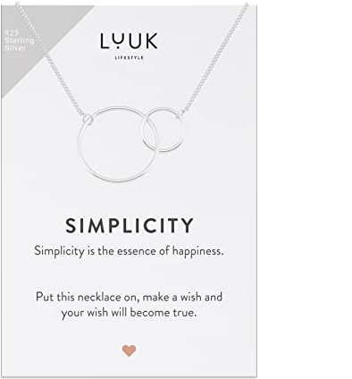 LUUK LIFESTYLE Filigrane Halskette aus 925 Sterling Silber mit Anhänger, Glücksbringer, Geschenk für Frauen und Mädchen, Damen Schmuck, Kette mit Kreise I Ringe, silber