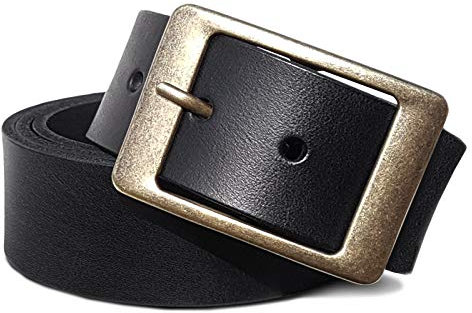 ROYALZ Vintage Ledergürtel Damen für Jeans Anzug Hosen Frauen Gürtel 4 mm starker Voll-Leder 38 mm Damengürtel, Farbe:Schwarz, Größe:Bundweite 100 cm = Gesamtlänge 115 cm