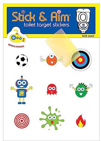 Kids Pack Toilet Target Stickers with Sticker Applicator Tool, Sticks on Wet Surface, Toilet Target for Potty Training Boys, Aiming Stickers