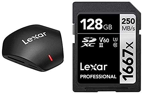 Lexar Lector Professional Multi-Card 3 en 1 USB 3.1 + Carte Professional 1667x 128 Go SDXC UHS-II