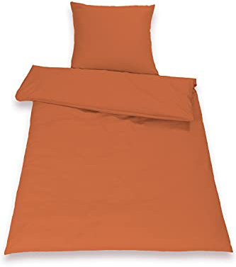 SETEX Baumwoll-Tencel-Bettwäsche, Bezug für Bettdecke im Set mit Kissenbezug, 55 % Tencel, 45 % Baumwolle, 2-teiliges Bettwäsche-Set, Sienna-orange