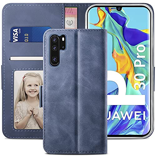 YATWIN Handyhülle für Huawei P30 Pro Hülle, Klapphülle Huawei P30 Pro Premium Leder Brieftasche Schutzhülle [Kartenfach][Magnet][Stand] Handytasche für Huawei P30 Pro Case, Hellblau