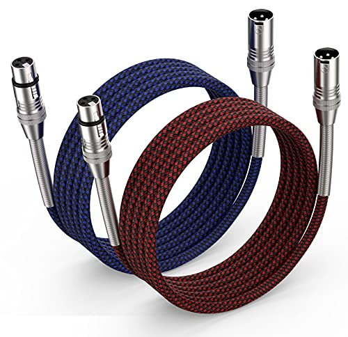Ciwoda XLR Cable 10ft 2Pack, Multi-Color Heavy Duty Nylon Braided XLR Male to Female, Microphone Cable 3 Pin Balanced XLR Cable Compatible with Speakers, Microphones, Stage Lighting and More