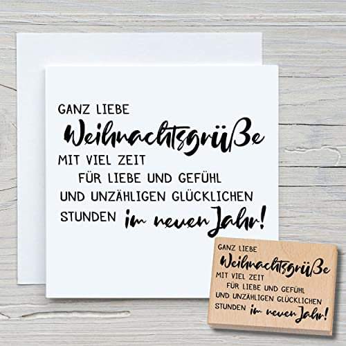 NEWSTAMPS Stempel Ganz liebe Weihnachtsgrüße Motivstempel aus Holz & Gummi zum Karten und Geschenke basteln, Holzstempel für Weihnachten, Weihnachtskarte, Scrapbook, Textilstempel, Deko, Freunde