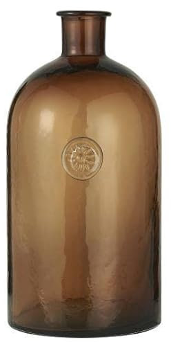 Ib Laursen Pharmacist Bottle with Flower Emblem Brown Glass Mouth-Blown Large