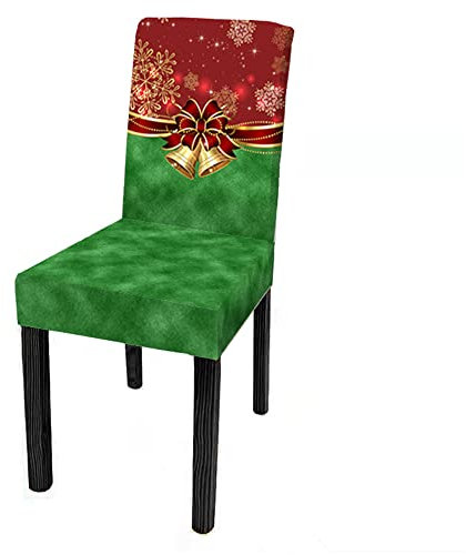 Morbuy Weihnachten Stuhlhussen Set Stretch Beschützer Stuhlbezug Stuhlüberzug, Universal Elastische Spannbezug Hochzeit Weihnachten Partys Bankett Hotel Dekor (6 Stück,Glocken-grün)