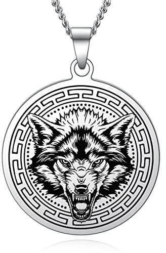 YOTHIWAD Wolf kette Herren Edelstahl Kette mit Wolf Anhänger Geschenk für Papa Freund Geburtstag Weihnachten