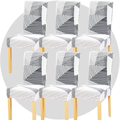 YUMYDG Stuhlhussen Stretch 6er Set Hussen für Stuhl Drucken Stuhlbezug Elastisch Abnehmbarer Waschbarer Universal Chair Cover für Büro Esszimmer Küche Hotel Bankett Hochzeit Party Deko