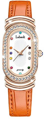 rorios Damenuhren Mode Strass Frauen Uhr Analog Quarz Uhr mit Leder Armband wasserdichte Armbanduhr für Frauen Damen