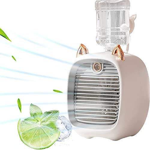 Mini ventilateur de climatiseur portable rechargeable par USB avec 3 vitesses réglables et fonction humidificateur - Ventilateur climatiseur refroidi à l'eau (gris)